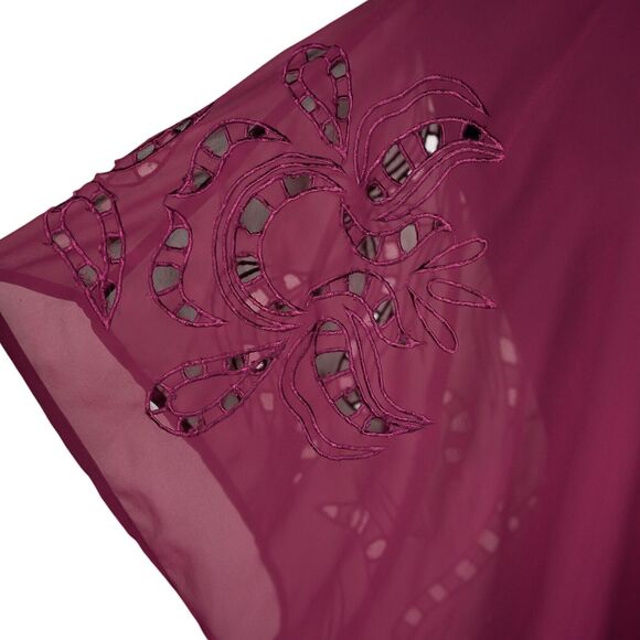 Beautiful Stories Anthropologie Women's Kimono Burgundy Open Front Cardigan OS - Picture 10 of 10